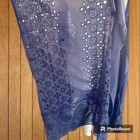 NWOT J Crew Navy eyelet swim cover up wrap OS - Picture 6 of 7